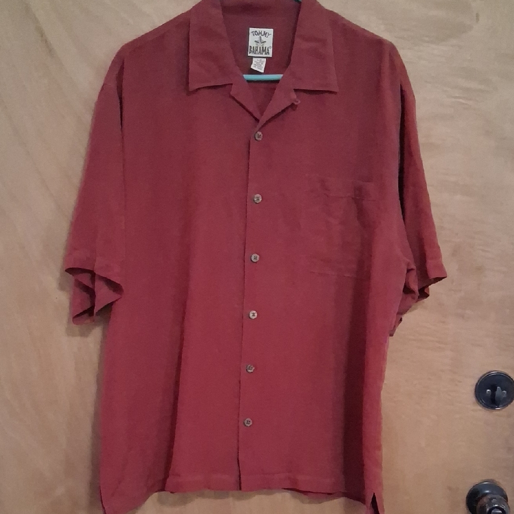 Tommy Bahama Men's Casual Brick Red Button Down Shirt